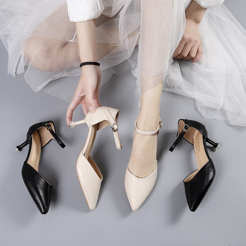 

Cheap Women Shoes Heel 5cm Pointed Toe Pumps Dress Shoes High Heels Wedding Elegant Simple Female Office Shoe, Black