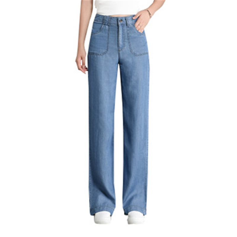 

New Long Jeans High Waist Pants Trousers Women Blue Wide Leg Pants Fashion Slim Casual Jeans Women Sexy Ripped For