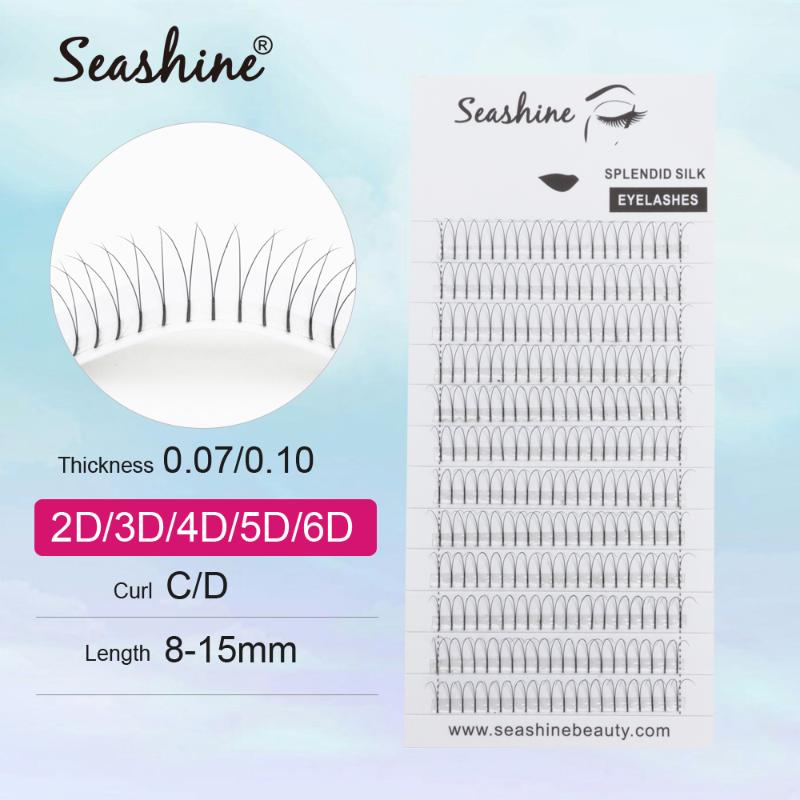 

Seashine 2D-6D Premade Volume Fans Long Stem False EyeLashes Silk Individual Eyelash Extension Handmade Natural Mink Lashes