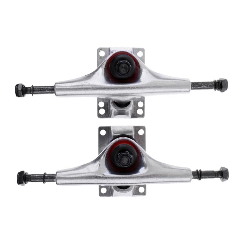 

2 Pieces 5' Silver Aluminium Skateboard Trucks + 10 Pieces Red ABEC 7 Wheels Bearings + Black Grip Tape 84 x 23cm, As pic