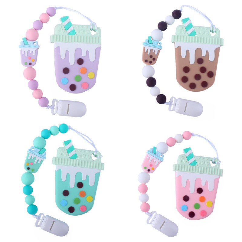

DIY Grade Baby Teether Colorful Ice Cream Handmade Pacifier Clip Holder Chain Silicone Pacifier Chains Teether Toy for Baby