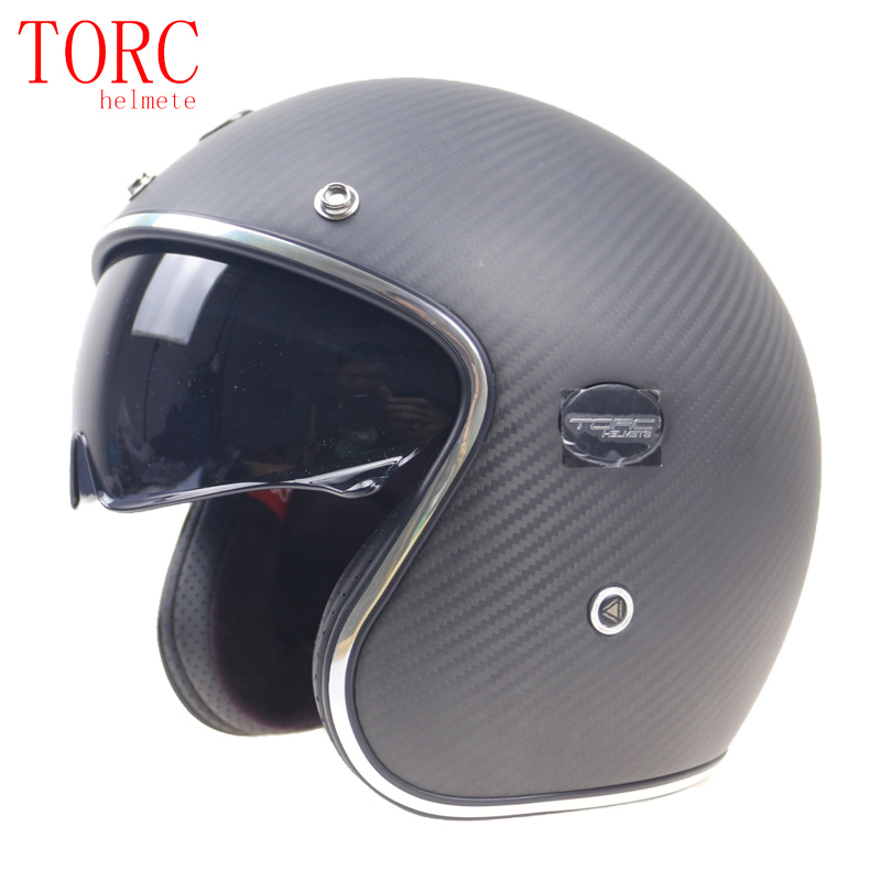 

Extra light weight Carbonfiber motor helmet 3/4 open face helmet With Controllable internal sunglasses 950g only, Black