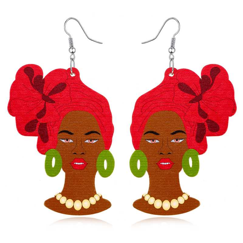 

2020 New Africa Women Wooden Long Dangle Earrings For Women Jewelry Bohemian Ethnic Wood Big Statement Drop Earrings Gift