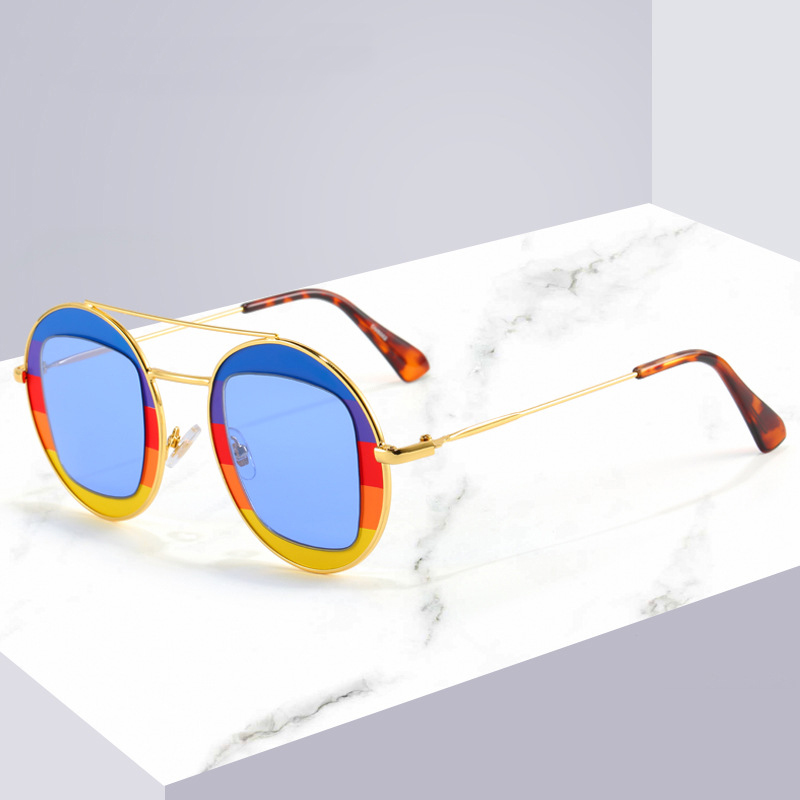 

2020 New Fashion Women Sunglasses Lady Round Metal Glasses Trend colorful Brand Design UV400