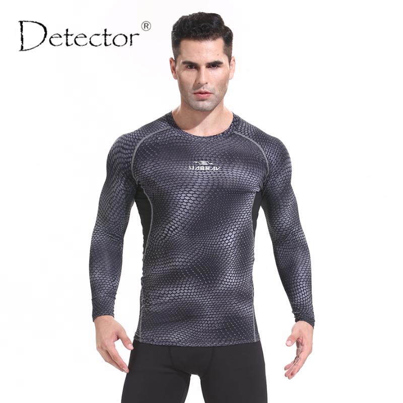 

Detector Fitness Long Sleeve Shirt Mens Sport Compression Tight Jerseys Exercise Workout Sportswear, Black