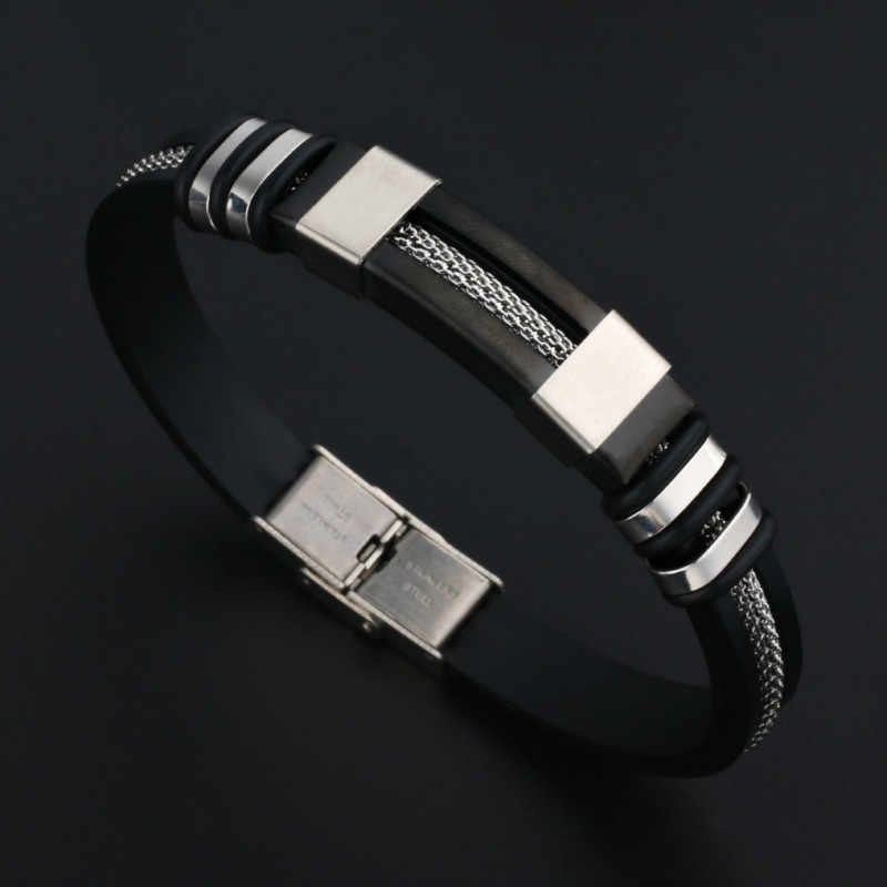 

2020 Fashion New Men High Quality Leather Bracelets Titanium Steel Classic Bracelet Bangle For Men Jewelry Gift
