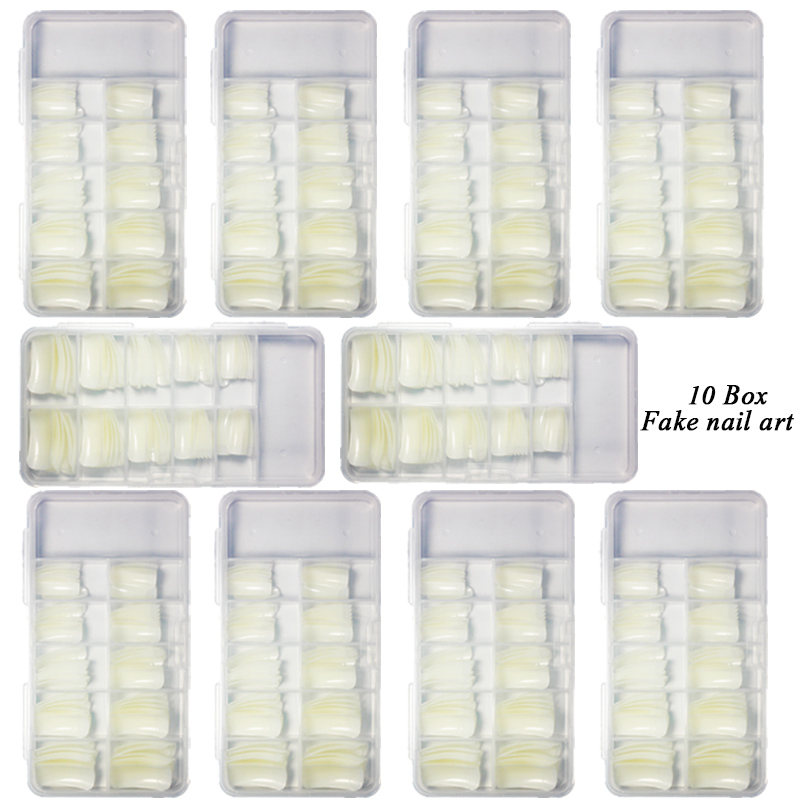 

100 Pcs 10 box Acrylic Fake Nail Oval Professional Full Cover Fasle Nail Art Fingernail Full Color Card Polish Displayed Board, Multi