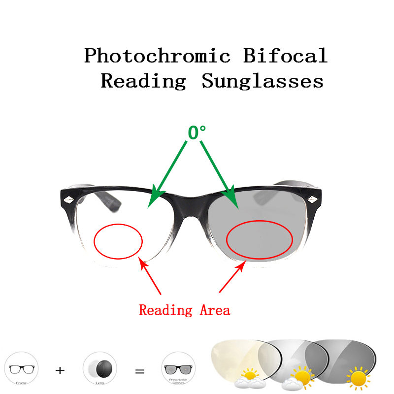 

2020 Rivets Bifocal Photochromic Reading Glasses for Women Presbyopia Eyewear Men Outdoor Driving Eyeglasses magnifier