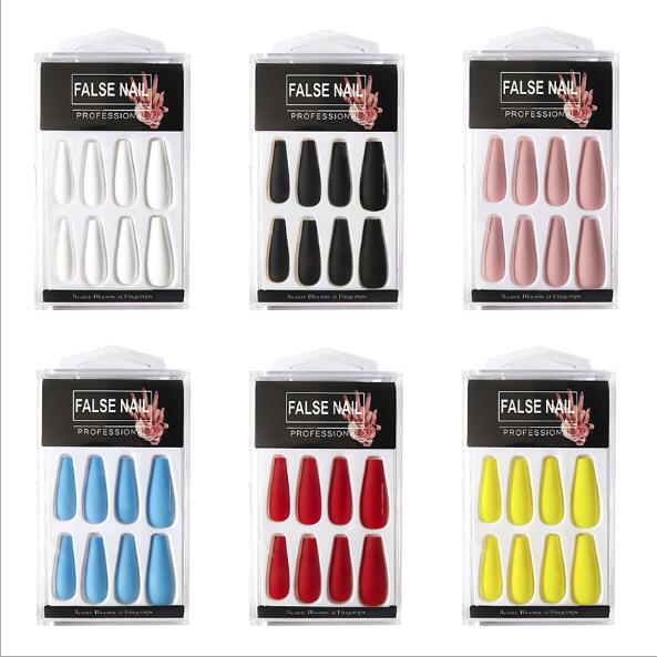 

2020 New 20pcs/box False Nail Tips Long Ballerina Coffin Manicure Matte Tips for False Fake Nails Extension Dropshipping, White