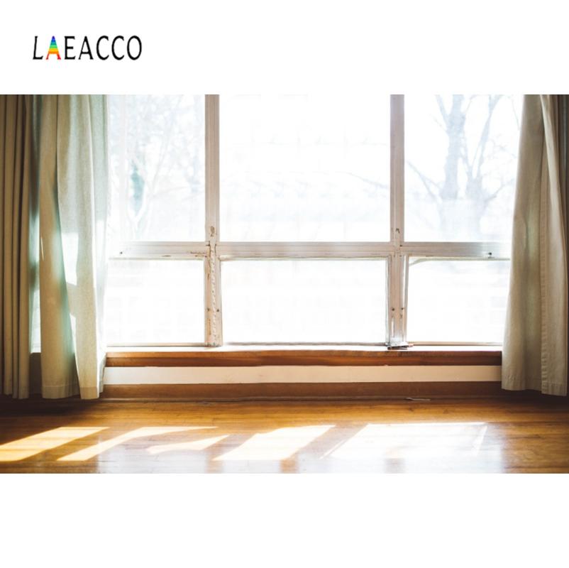 

Laeacco Room Window Curtain Sunshine Wooden Floor Home Decor Photography Background Photographic Backdrop Photocall Photo Studio
