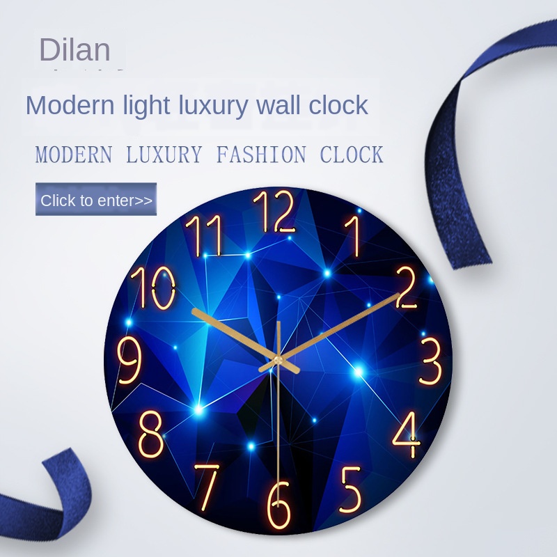 

Glass Living Room Wall Clock Quartz Clock Pocket Watch Modern Minimalist Mute