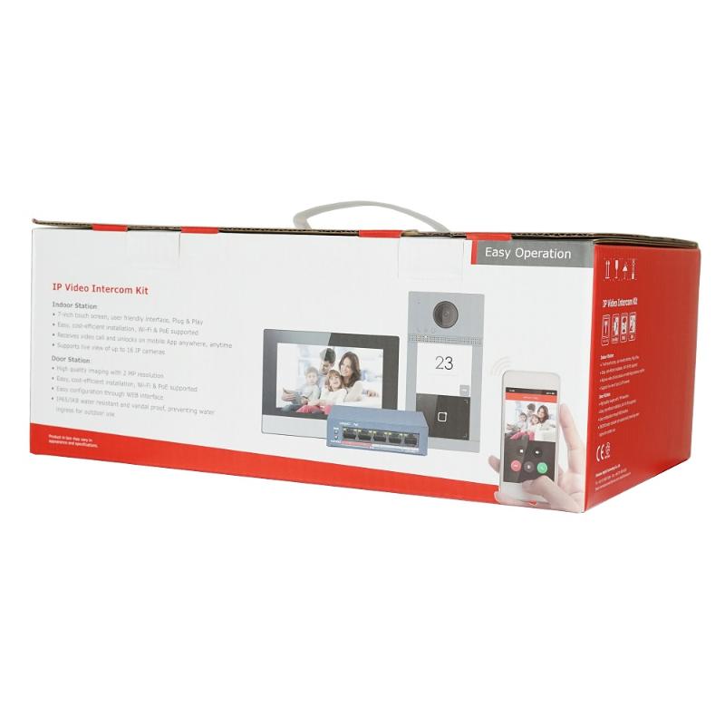 

Hik Original multi-language 802.3af POE Video intercom KIT,include DS-KV8113-WME1 & DS-KH6320-WTE1 & PoE Switch , RFID Panel