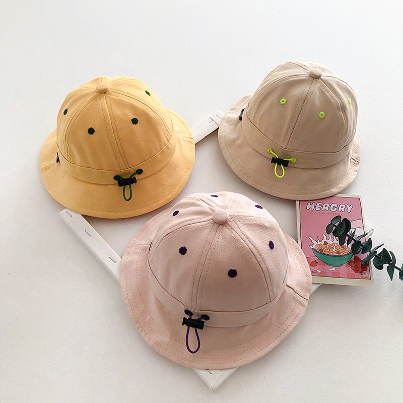 

Baby fisherman hat spring and autumn thin boy cute sun hat children adjustable Korean, Black