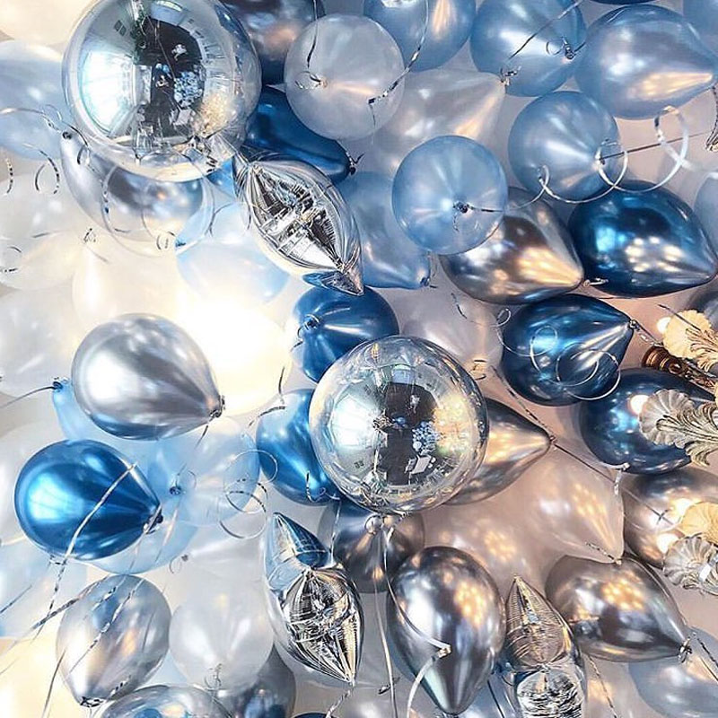 

20/10pcs 12inch Silver Blue Ballons Metallic Latex Balloons Pearly Air Balloon Globos Wedding Birthday Party Decor Chrome Baloon