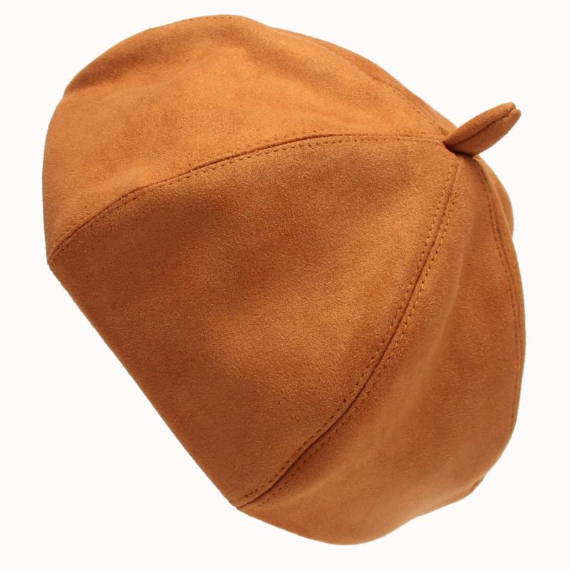 

Lady Fashion Beret Hats Winter Version Caps Adult Suede Pumpkin Hat British Fashion Lady Beret Hats Adjust A143, Black