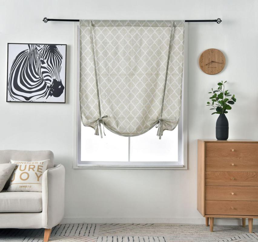 

Plaid Printed Curtains American Style Window Drapes Cotton Linen Kitchen Curtain Country Style Window Decor Living Room