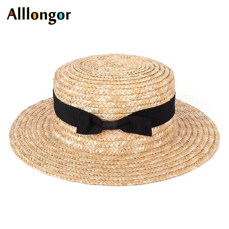 

Natural Wheat Straw Hat Women 2020 Summer Beach Hats Sun Cap Bow Sunhat, White
