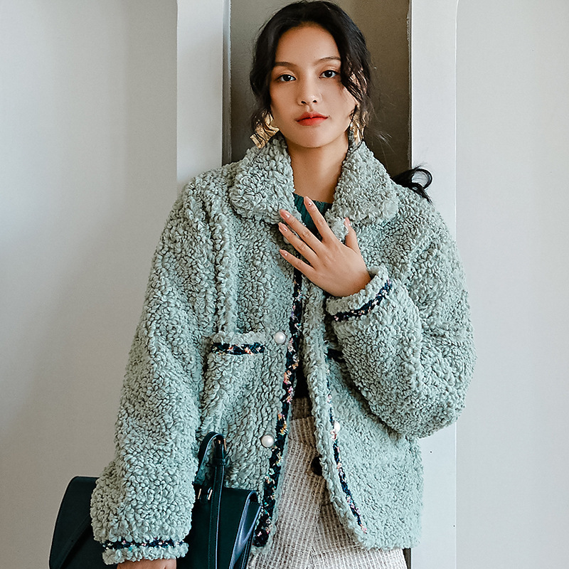 

Winter Women High Quality faux lambswool Fur OverCoats Luxury short casual Thick Warm Plus Size female cloth 2020 blue free ship, See chart