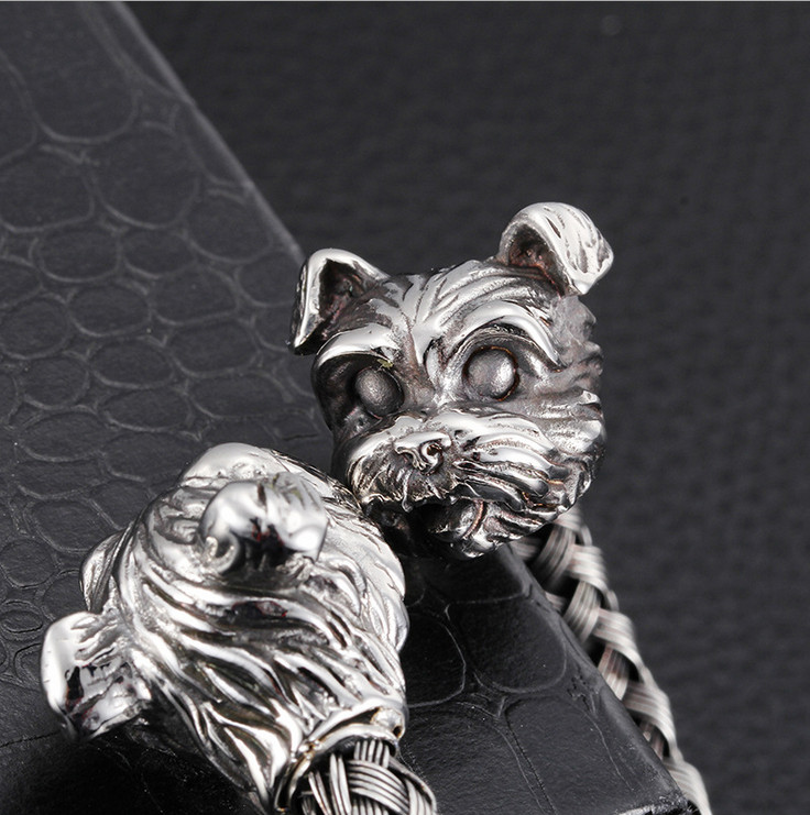 

New animal double head cat bracelets silver plated
