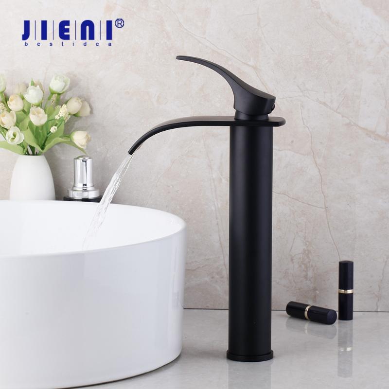 

JIENI Matte Black Wash Basin Shor Bathroom Faucet Basin Sink Tap Solid Brass Deck Mount 1 Handle Vessel Sink Tap Mixer Faucet