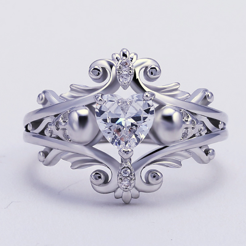 

Februaryfrost Brand Classic Heart Cubic Zircon Stone Wedding Ring Creative Bending Cirrus Design Silver Plated Proposal Ring Women Jewelry