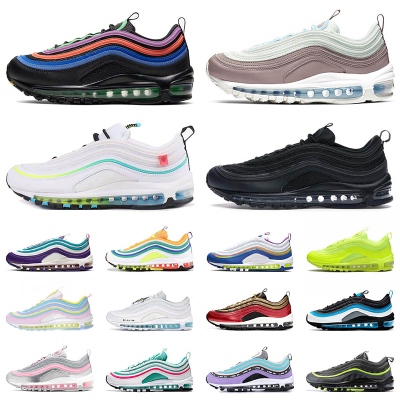 

2021 Worldwide Pack 97OG Mens Womens Running shoes MSCHF x INRI Jesus UNDEFEATED Sean Wotherspoon 97s Sports Sneaker Size 36-45, # 36-46 black bullet