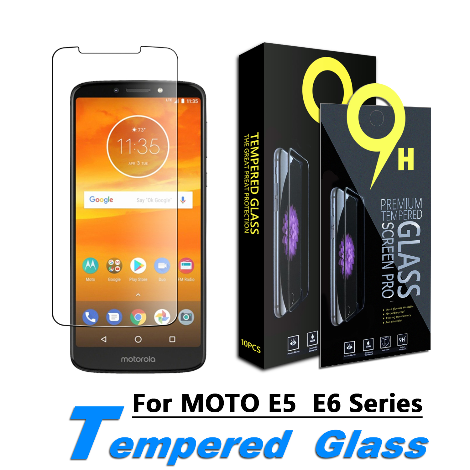 

KAREEN Tempered Glass Screen Protector for Moto E5, Plus, Play, E5 Supra, E5 Cruise, E6 (9H Hardness) with Retail Paper Box