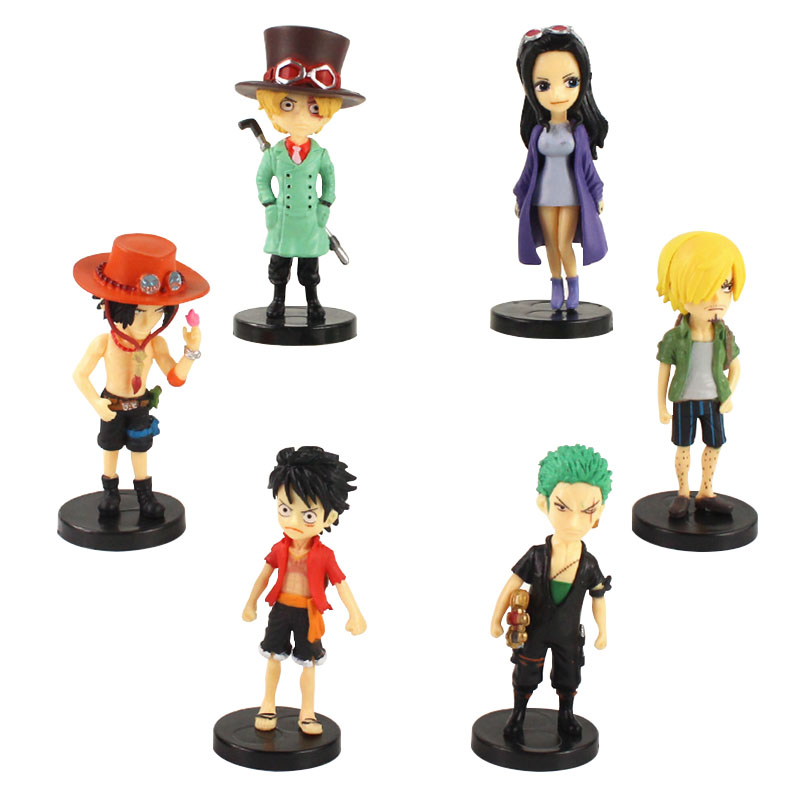 

6pcs/set Cartoon Anime One Piece Luffy Zoro Sanji Ace Sabo Robin PVC Figure Toy Collection Model Doll Gift