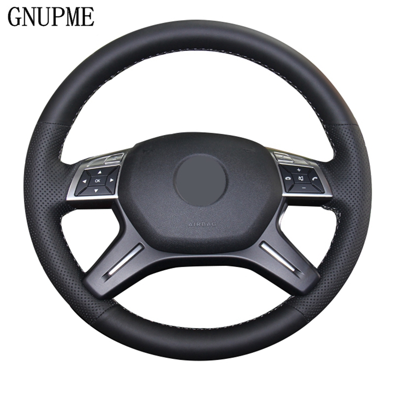 

GNUPME Hand sewing Artificial Leather Black Steering Wheel Cover for C180 C200 C260 E200 E260 ML320 ML360 ML400
