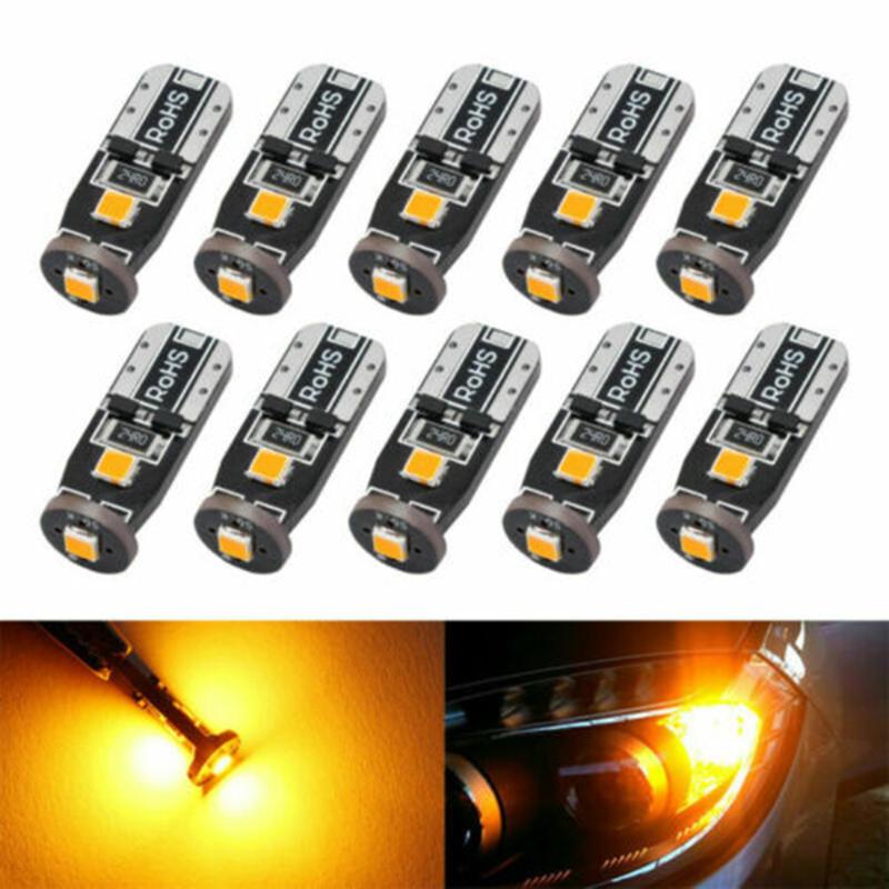 

10X W5W T10 3030 3SMD Amber yellow white LED nterior Wedge Side Light Bulbs Car Light, As pic
