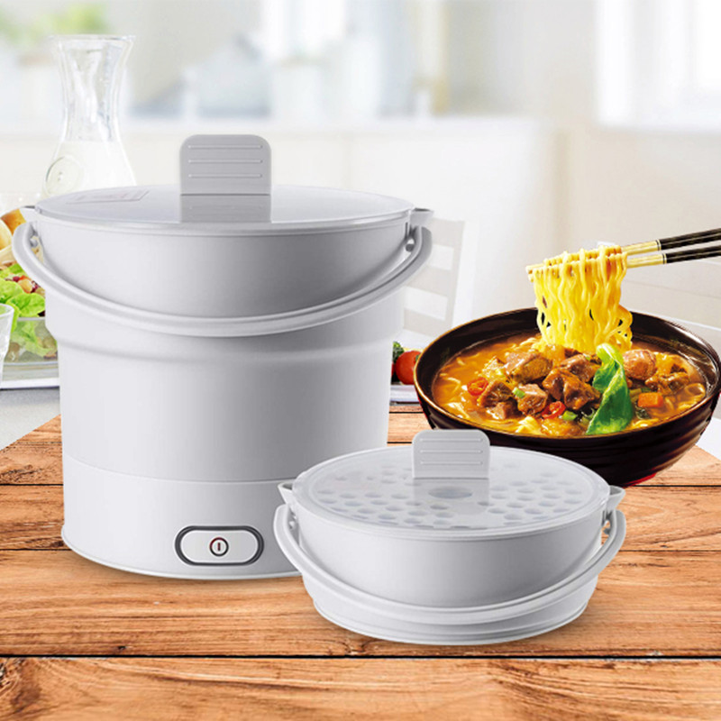 

Folding Electric Skillet Kettle Heated Container Heated Lunch Box Cooker Portable Hot Pot Cooking