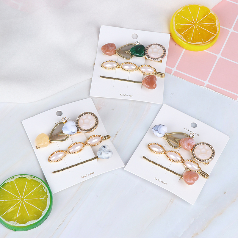 

3pcs/set Fashion Style Metal Gold Pearl Hair Clips Hairpins Barrette Headdress For Women Girls Hair Styling Tools