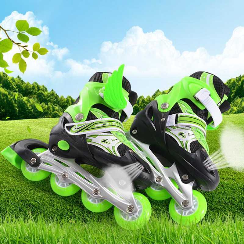 

Authentic Skates Children's Full Set Men and Women Beginners in-Line Skating Roller Skates Roller, Red