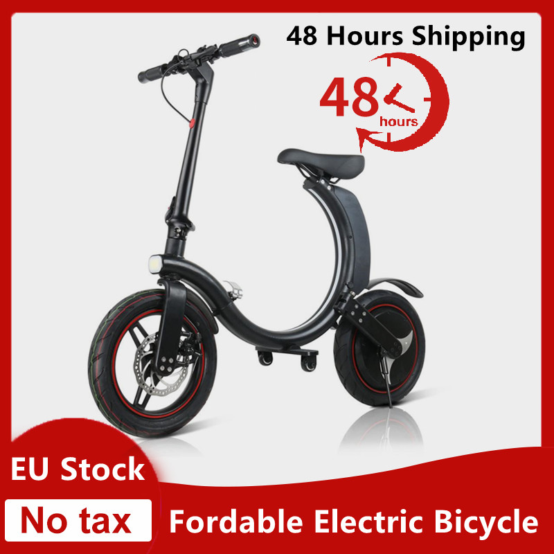 

EU Stock Portable Electric Folding Bike Scooter 14 inch Wide Wheel Fordable Electric Bicycle Kick Scooter Bicicleta Electrica Ebike, Black