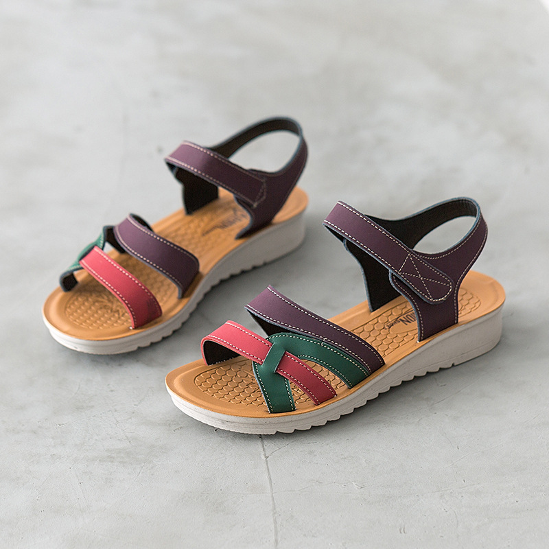 

2020 New Beach Sandals Women Summer Outdoor Flat Sandals Ladies Open Toe Shoes Lightweight Breathable Rome NVLX122, Black