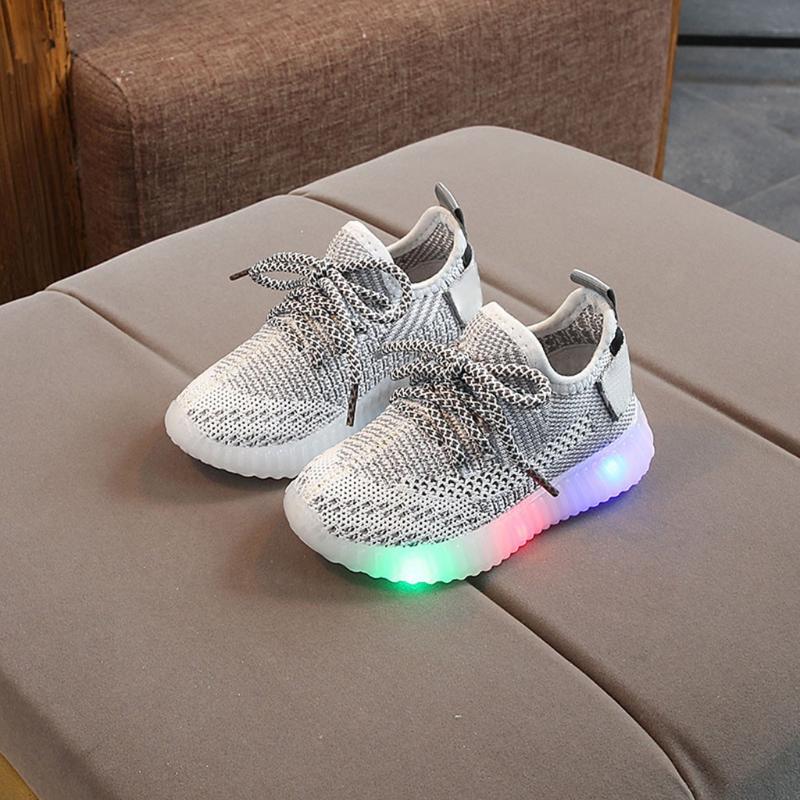 

2020 Children Shoes 3 Colors Baby Boys Shoes Mesh Led Light Girls Luminous Running Sport Children Sneaker Breathable