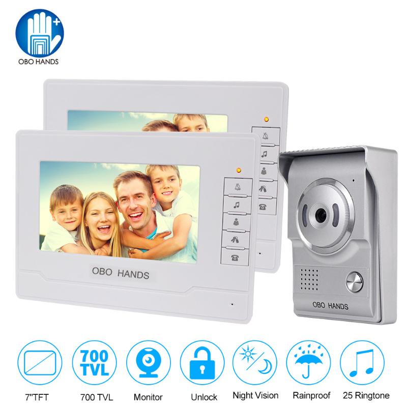 

7" TFT Color Video Door Phone Intercom System Wired Door Bell interphone Screen Monitor with 25 Ringtone-V70N-L