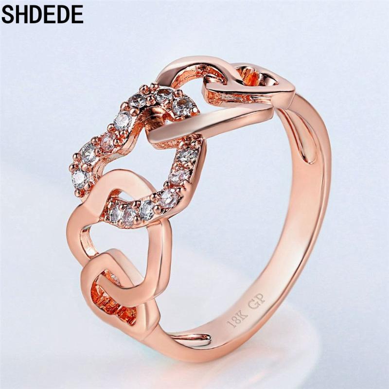 

SHDEDE Heart Finger Rings for Women Wedding Engagement Bridal Jewelry Cubic Zirconia Ring Classic Accessories -LY668