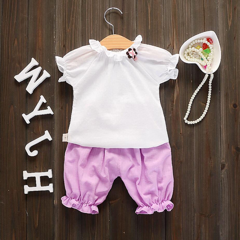 

2020 Summer Children Clothing Sets Toddler Girls Clothing Sets Cotton And Linen Top+Pant 2Pcs/sets Girls Clothes Suits, As picture