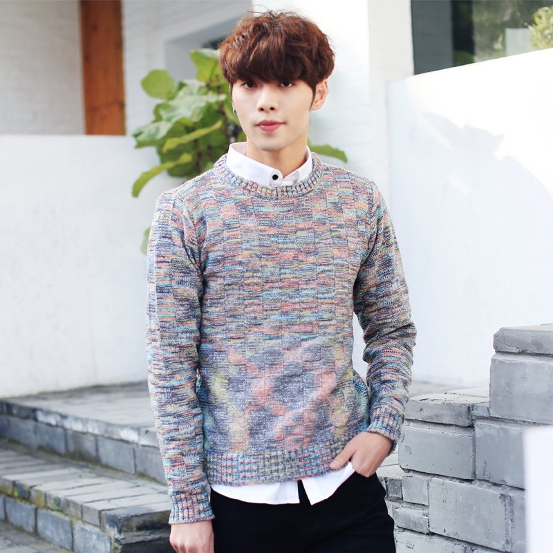 

Mens Knitted Pullovers 2020 New Korean O neck Youth Jacquard Knitted Sweater Men Sweaters and Pullovers Teenager, Gray sweater