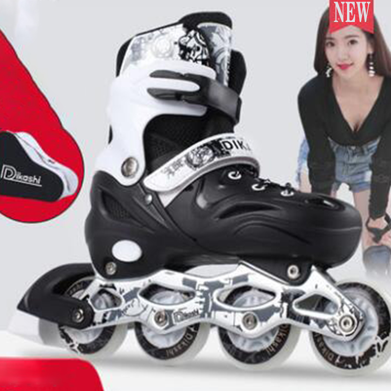 

Single Row Skates Adult Roller Skates Children's Roller Adult Beginners Professional College Students Men and Women, Black