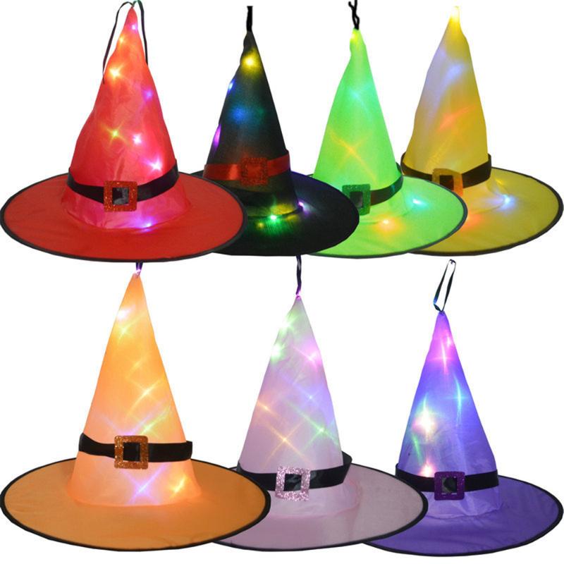 

Halloween Decor LED Glowing Witch Light Hat Halloween Costume Headwear Props Outdoor Hanging Decor Tree House Garden