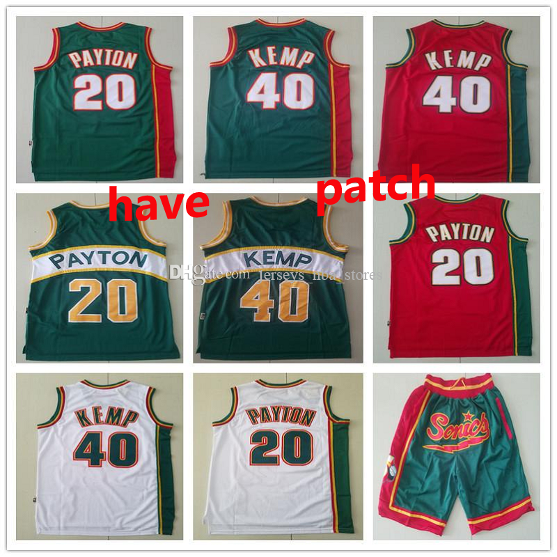 

Men s Seattle SuperSonics Throwback Gary 20 Payton Shawn 40 Kemp Basketball Shorts Basketball Jerseys red white Blue high quality 01, Color1