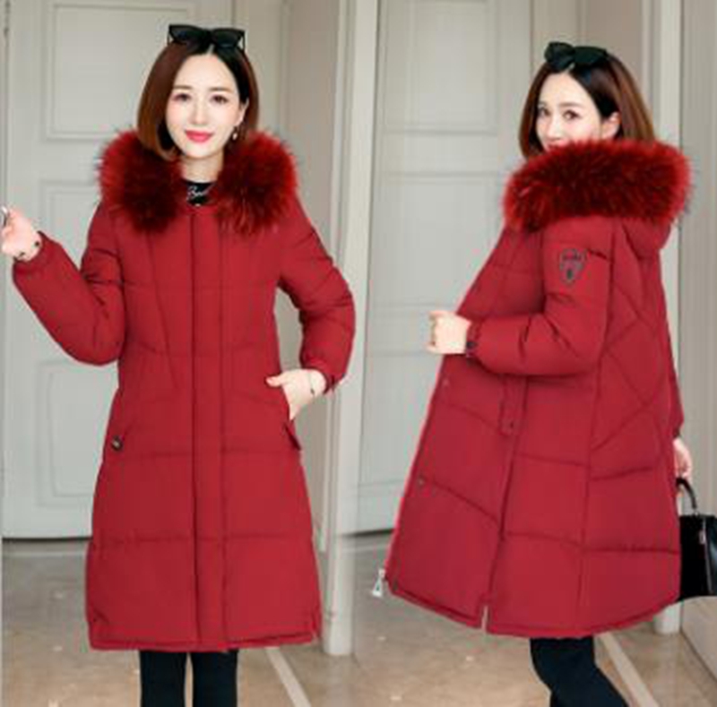 

Wholesale fashion new women's mid-length large fur collar slim and thick all-match down coat, Blue