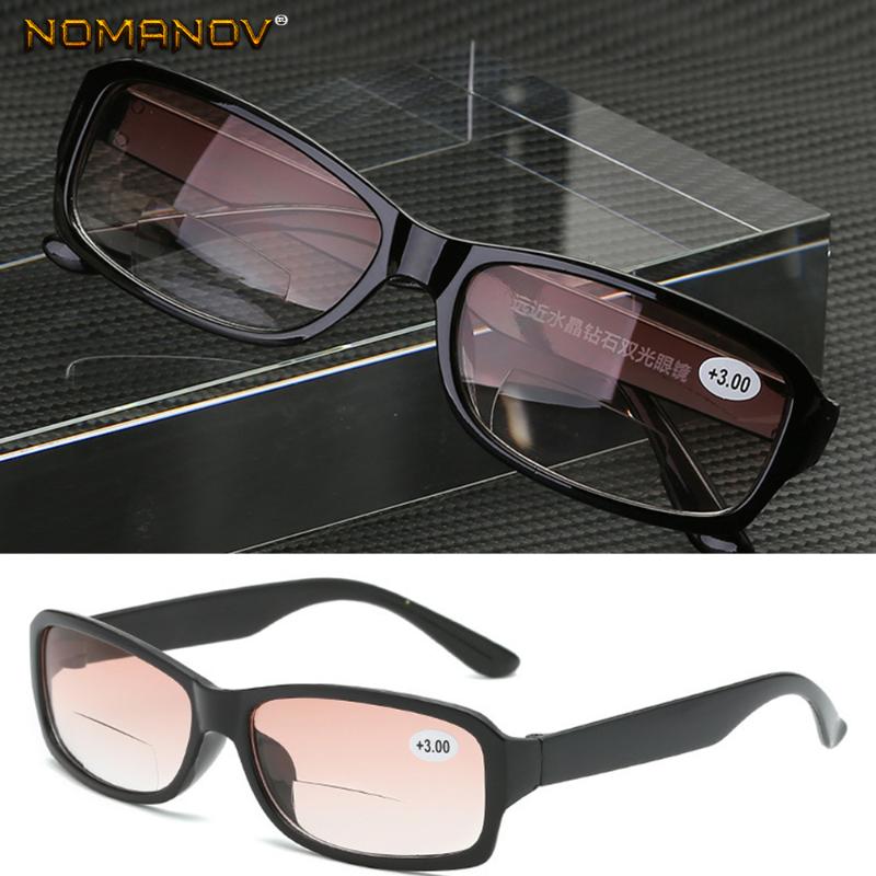 

NOMANOV TWO PAIRS Black Frame Shallow Brown Gradient Antiblue Ray Bifocal Multifocal Men Women Reading Glasses +1 +1.5 to +4