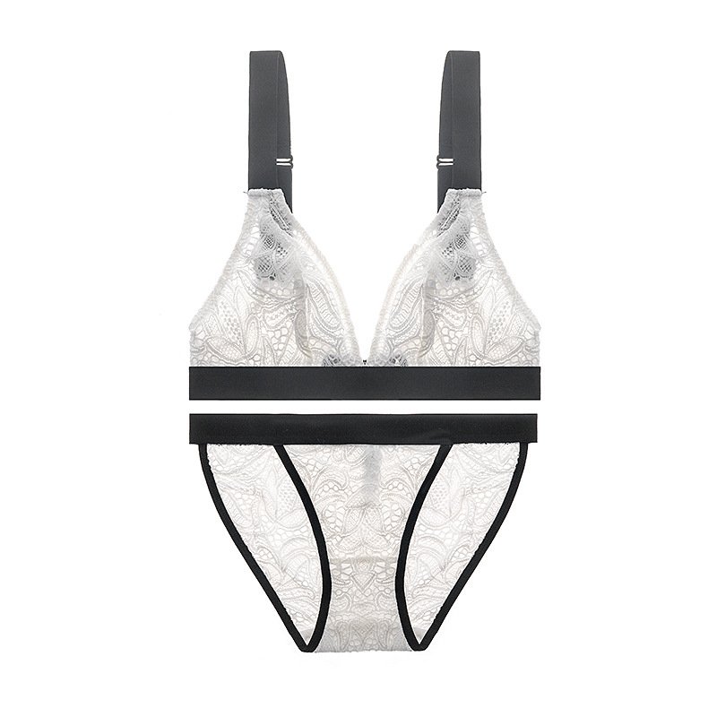 

2020 New Lace girls bra set 32-38 ABC Bra and Panty Sets White Push Up Embroidery Transparent Set Green bralette