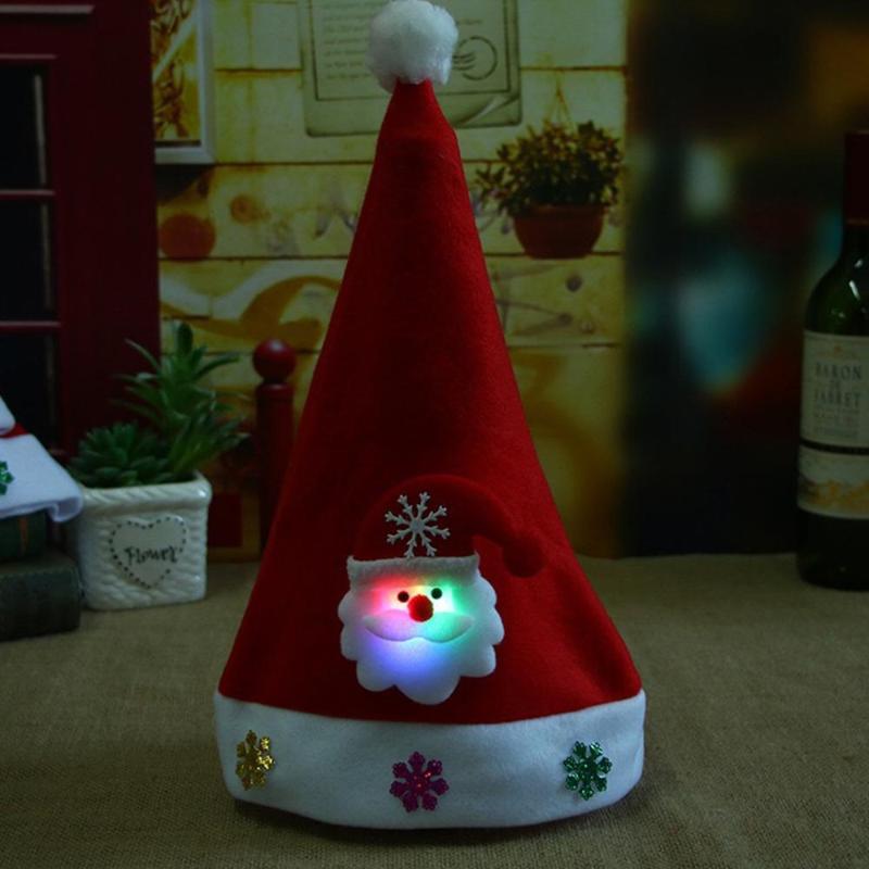 

1pcs Flashing led Christmas Santa Claus Snowman Hat For New Year Party Kids Child Gift Red Cap Xmas DIY Gifts Decoration