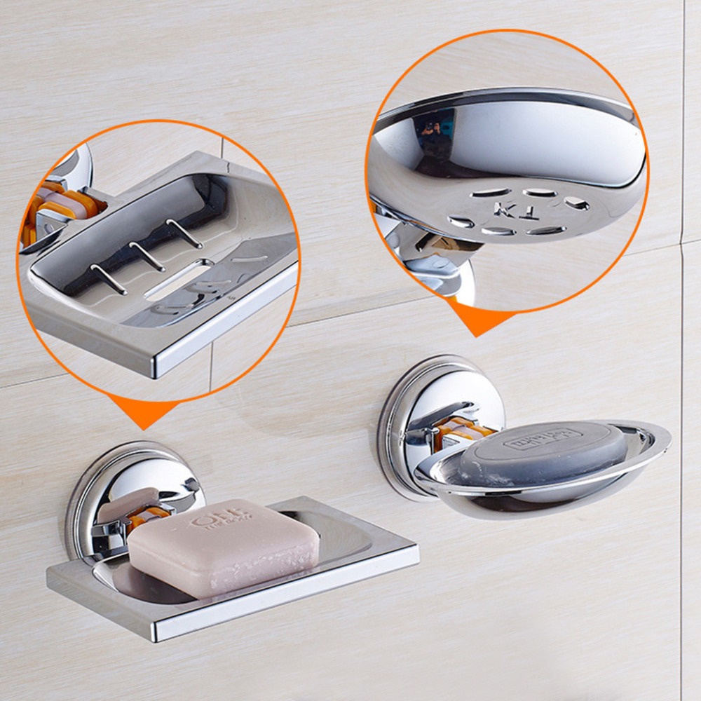Soap Dish Household Strong Suction Cup Kitchen Sink Stainless Steel Soap Cup Soaps Holder Dish Bathroom-image-567269982