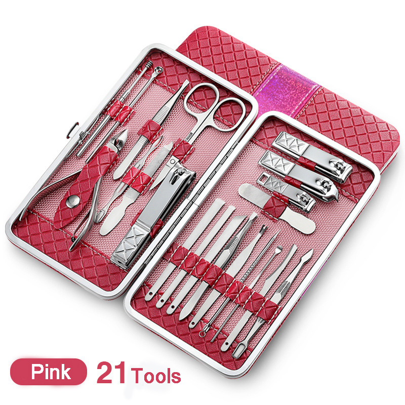 

21 Piece / Lot Stainless Steel Manicure set Professional nail clipper Kit of Pedicure Tools Nippers Trimmer Cutters