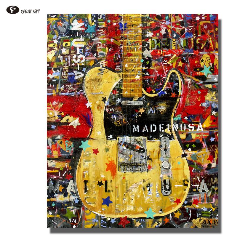 

CHENFART Wall Pictures Canvas Art Print Poster Guitar Oil Painting Decorative Pictures for bathRooms no Frame